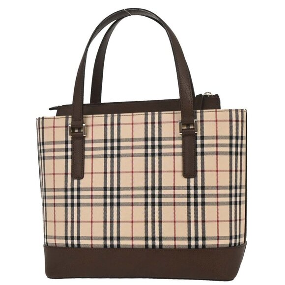 Burberry Beige Canvas Burberry Check Tote Handbag 166521 - Picture 2 of 9